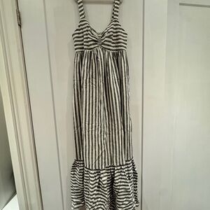 Striped Stressed Black and White Maxi Dress